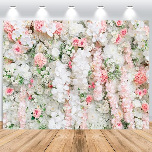 ASDCXZ Blumenwand Hintergrund 3.6x3m, Rose Weiß Rosen Blume Wand Grün Fotowand Hintergrund, Vinyl Fotobox Hintergrund für Hochzeit Geburtstag Brautdusche Party, Portrait Fotostudios Hintergründe von ASDCXZ