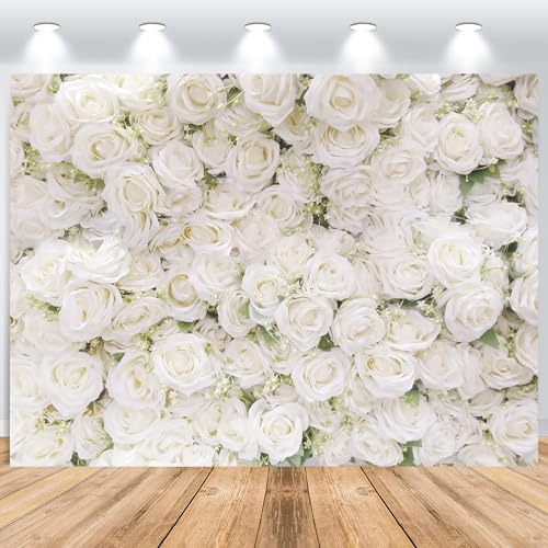 ASDCXZ Blumenwand Hintergrund 3x2m, Romantisch Weiß Rosen Blumen Wand Fotowand Hintergrund, Vinyl Fotobox Hintergrund für Hochzeit Geburtstag Brautdusche Party, Portrait Fotostudios Hintergründe ASDCXZ Blumenwand Hintergrund 3x2m, Romantisch Weiß Rosen Blumen Wand Fotowand Hintergrund, Vinyl Fotobox Hintergrund für Hochzeit Geburtstag Brautdusche Party, Portrait Fotostudios Hintergründe von ASDCXZ