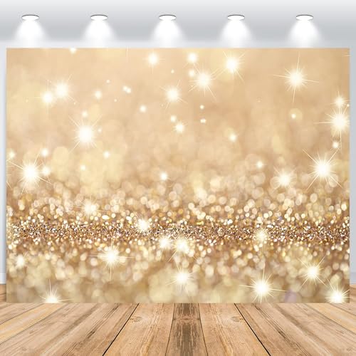 ASDCXZ Gold Hintergrund 3.6x2.5m, Glitter Goldenen Partikel Traum Thema Fotowand Hintergrund, Vinyl Fotobox Hintergrund für Geburtstag Hochzeit Abschluss Ball Party, Portrait Fotostudios Hintergründe von ASDCXZ