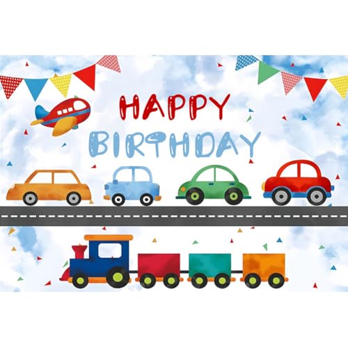 ASDCXZ Happy Birthday Geburtstag Foto Hintergrund 2.2x1.5m, Cartoon Bunt Automobil Luftfahrzeuge Fotowand Hintergrund, Vinyl Fotobox Hintergrund für Junge Geburtstag Party Dekoration Studio Prop ASDCXZ Happy Birthday Geburtstag Foto Hintergrund 2.2x1.5m, Cartoon Bunt Automobil Luftfahrzeuge Fotowand Hintergrund, Vinyl Fotobox Hintergrund für Junge Geburtstag Party Dekoration Studio Prop von ASDCXZ