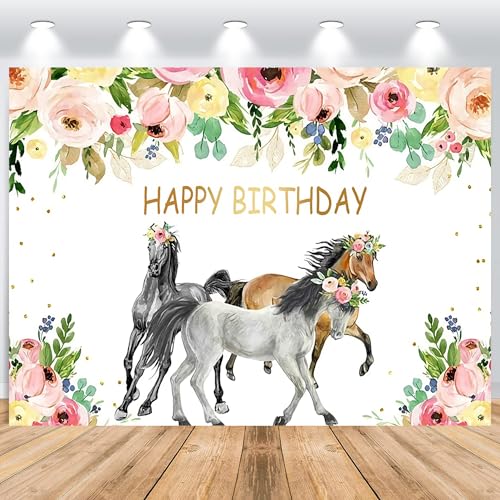 ASDCXZ Happy Birthday Geburtstag Foto Hintergrund 2.5x1.8m, DREI Pentium Pferd Bunt Blumen Blätter 13.Geburtstag Fotowand Hintergrund, Vinyl Fotobox Hintergrund für Junge Mädchen Geburtstag Party ASDCXZ Happy Birthday Geburtstag Foto Hintergrund 2.5x1.8m, DREI Pentium Pferd Bunt Blumen Blätter 13.Geburtstag Fotowand Hintergrund, Vinyl Fotobox Hintergrund für Junge Mädchen Geburtstag Party von ASDCXZ