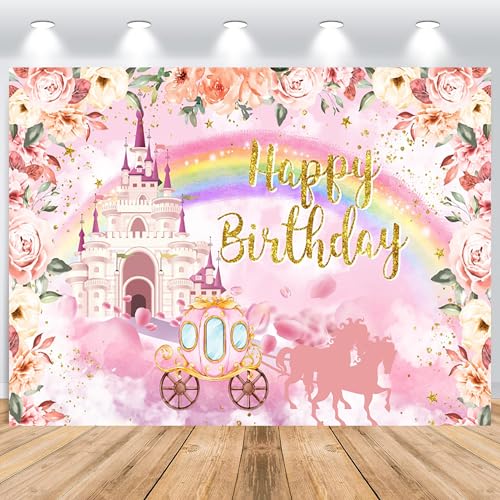 ASDCXZ Prinzessin Schloss Geburtstag Hintergrund 2.2x1.5m, Rosa Vinyl von ASDCXZ