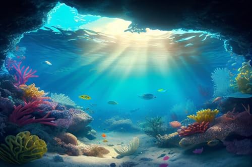 ASDCXZ Unter dem Meer Hintergrund 2.2x1.5m, Unter dem Meer Fisch Koralle Sommer Fotowand Hintergrund, Vinyl Fotobox Hintergrund für Geburtstag Baby Dusche Hawaii Thema Party, Fotostudios Hintergründe von ASDCXZ