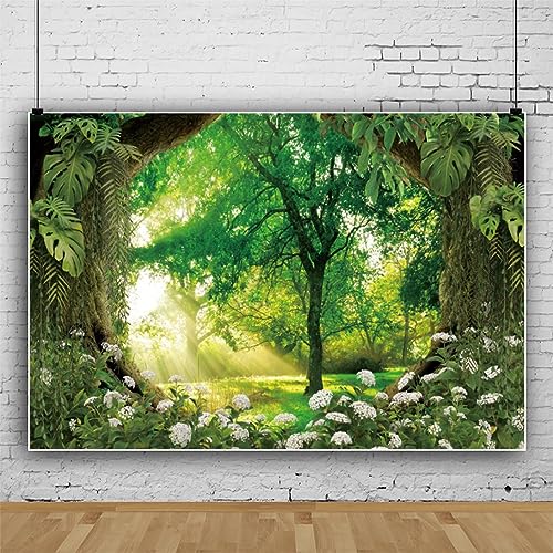ASDCXZ Wald Foto Hintergrund 3.6x2.5m, Grün Wald Dschungel Sonnenschein Weiß Blume Fotowand Hintergrund, Vinyl Fotobox Hintergrund für Person Familie Fotografie, Portrait Fotostudios Hintergründe ASDCXZ Wald Foto Hintergrund 3.6x2.5m, Grün Wald Dschungel Sonnenschein Weiß Blume Fotowand Hintergrund, Vinyl Fotobox Hintergrund für Person Familie Fotografie, Portrait Fotostudios Hintergründe von ASDCXZ