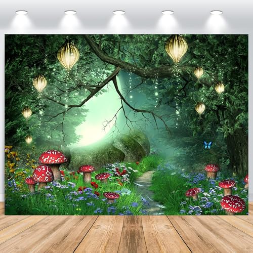 ASDCXZ Wald Hintergrund 3x2.5m, Mysteriös Grün Wald Dschungel Ströme Fotowand Hintergrund, Vinyl Fotobox Hintergrund für Geburtstag Babydusche Wald Thema Party, Portrait Fotostudios Hintergründe von ASDCXZ