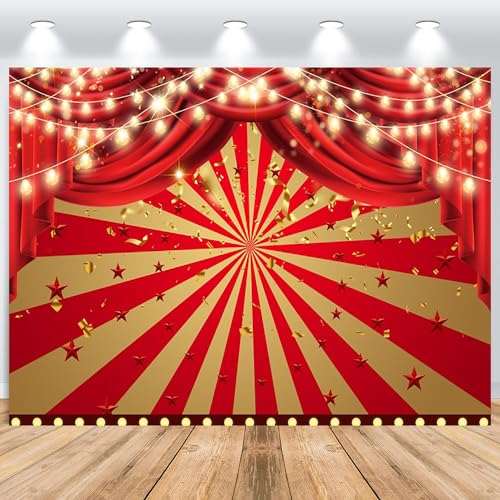 ASDCXZ Zirkus Hintergrund 2.5x1.8m, Rot Gold Glitter, Vinyl, Fotobox Hintergrund für Holzzirkus Geburtstag Party Dekoration, Portrait Fotostudios Hintergründe ASDCXZ Zirkus Hintergrund 2.5x1.8m, Rot Gold Glitter, Vinyl, Fotobox Hintergrund für Holzzirkus Geburtstag Party Dekoration, Portrait Fotostudios Hintergründe von ASDCXZ