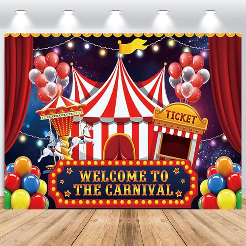 ASDCXZ Zirkus Hintergrund 2.5x1.8m, Rot - Vinyl Fotobox Hintergrund für Holzzirkus Geburtstag Party Dekoration, Portrait Fotostudios Hintergründe von ASDCXZ