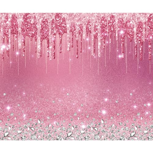 Glitter Hintergrund 1.8x1.2m, ASDCXZ Traum Pink Rosenrot Glitter Diamant Fotowand Hintergrund, Vinyl Fotobox Hintergrund für Mädchen Geburtstag Ball Party Deko, Portrait Fotostudios Hintergründe von ASDCXZ