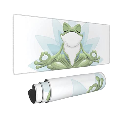 Lustige Yoga-Frosch-Schreibtischunterlage, großes Mauspad für Büro und Zuhause, 30,5 x 80 cm. von ASEELO