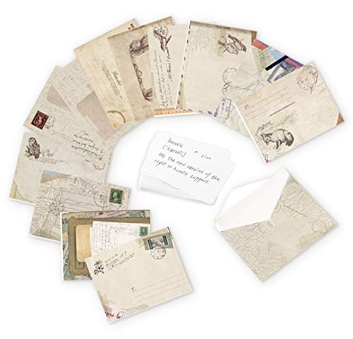 ASFINS Mini Briefumschläge, 72 Stück Mini Umschläge Vintage Umschlag Geschenkkarte Umschlag, mit 100 Stück Weiße Leere Karten, für DIY Hochzeit Geburtstagsfeier (9,5cm x 7,2cm) von ASFINS