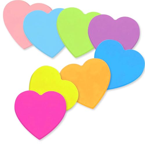 Farbige Haftnotizen Herzform, 8 Farben 240 Blatt Haftnotizen Klebezettel, Selbstklebende Sticky Notes für Zuhause Schule Büro Memo Notizblöck von ASFWAGQ