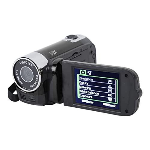 1080P Digital-Videokamera, 16 MP DV-Kamera-Camcorder, 2,7-Zoll-TFT-Drehbildschirm, 16-Fach-Digitalzoom-Videokamera mit USB-Kabel (Schwarz) von ASHATA