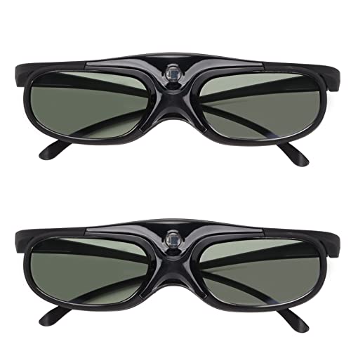 3D-Brille, 2 Stück 144 Hz 3D-Aktiv-Shutter-Brille, DLP-LinK-LCD-Linse 3D-Brille für 3D-DLP-Orojektoren Wiederaufladbare 3D-Aktiv-Shutter-Brille von ASHATA