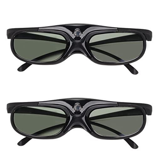 3D Brille, 2 Stück 144 Hz 3D Aktiv Shutter Brille, DLP LinK LCD Linse 3D Brille für 3D DLP Orojektoren Wiederaufladbare 3D Aktiv Shutter Brille von ASHATA