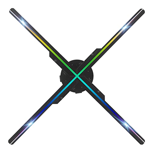 ASHATA 3D Hologramm Projektor, 50CM 4 Blades 576 LED Holographic Projektor 3D Holographischer Anzeigen Fan,Hologramm Projektor Advisement Displayer für Ausstellungen Party(Schwarz) von ASHATA