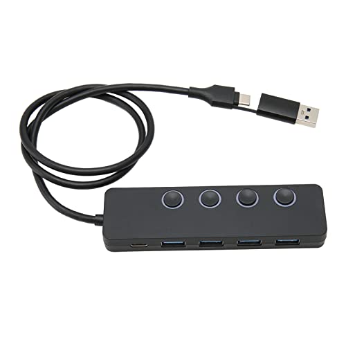 4 in 1 USB C Hub, 4 USB 3.0 Anschlüsse, USB A und Typ C Doppelstecker, Tragbarer USB Splitter USB Adapter, für OS Laptop 2020 2019 2018 2017 2016 von ASHATA