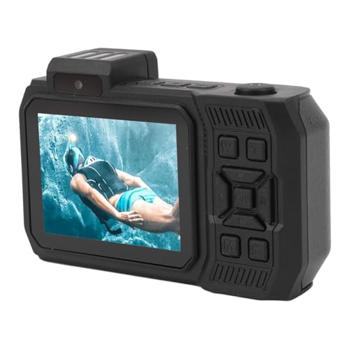 4K 65 MP wasserdichte Kamera, 33 Fuß Unterwasserkamera, 2,88 Zoll 1,44 Zoll Dual Screen Selfie Unterwasser Digitalkamera, 10 Fach Optischer Zoom, 2500 MAh Akku (Black) von ASHATA