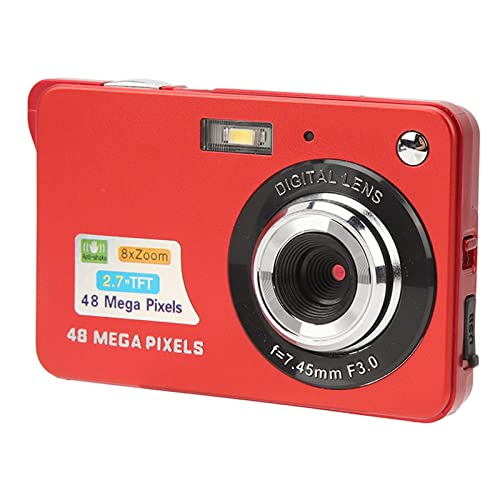 4K-Digitalkamera, Kamera FHD-Fotokamera 48MP Vlogging-Kamera, Anti-Shake-8-fach-Zoom-Digitalkamera mit 2,7-Zoll-LCD-Display C3 48 Rot von ASHATA