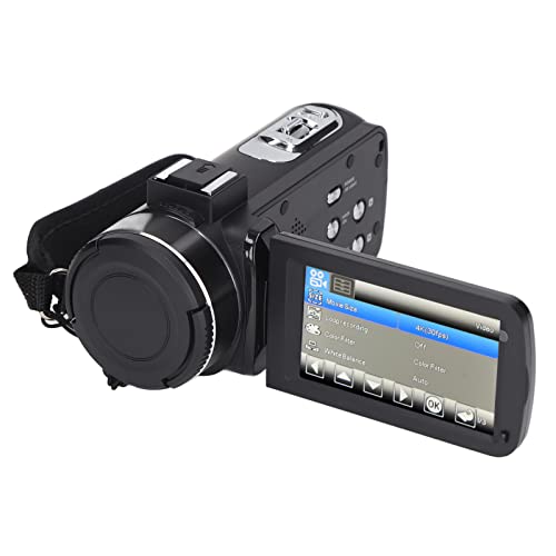 ASHATA 4K Videokamera Camcorder, 4K HD Digital Vlogging Kamerarecorder, 18 facher Digitalzoom, 56 MP Videorecorder, 3,0 Zoll Touchscreen WiFi Vlog Kameras mit Fernbedienung von ASHATA