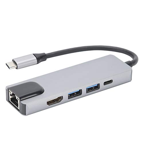5-in-1-Hub-Adapter, Typ-C-Hub mit Ethernet-Anschluss 1000 Mbit/s, 4K-zu-zu-Anschluss für USB-Geräte Vom Typ C. von ASHATA