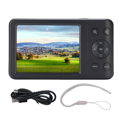 64MP Digitalkamera 10X Optischer Zoom, Vlogging Kamera für YouTube mit 3 Zoll Bildschirm, 2X Digitalzoom, Autofokus, mit Blitz, Reise Selfie, Timer Funktion (Black) von ASHATA