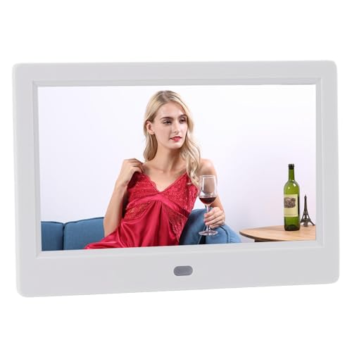 7 Zoll Digitales Bildrahmen, Smart Digital Photo Frame 1920x1080 Bildschirm, Foto Video Loop Wiedergabe, Eingebauter Lautsprecher, Desktop oder Wandmontage mit Fernbedienung (EU) von ASHATA