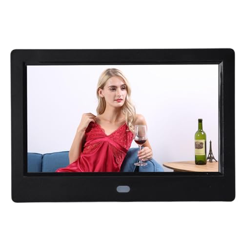 7 Zoll Digitales Bildrahmen, Smart Digital Photo Frame 1920x1080 Bildschirm, Foto Video Loop Wiedergabe, Eingebauter Lautsprecher, Desktop oder Wandmontage mit Fernbedienung (EU) von ASHATA