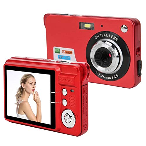 8-Fach-Zoom-Karten-Digitalkamera, 18 MP 2,7-Zoll-LCD-Display Maximale Unterstützung 32 GB Speicherkarte Eingebautes Mikrofon, Pocket-Kamera Kleine Digitalkamera für Kinder, Studenten,(rot) von ASHATA