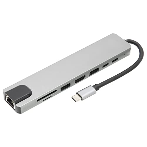 8-in-1-USB-C-Hub, USB-Dockingstation, Speicherkarten-TF-Kartenleser für Unterwegs Im Home Office, Schnelle PD-Aufladung, Superschnelle Übertragungsrate von ASHATA