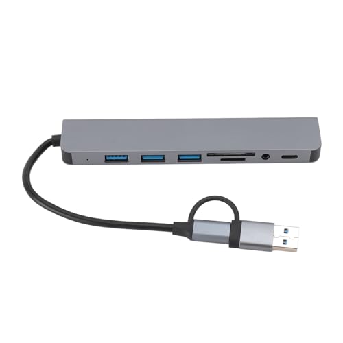 8-in-1-USB-Hub zu HDMI-Multiport-USB-C-Dongle-Adapter, USB-C-Hub-Multiport-Adapter, USB-C-Hub, Multifunktionaler Kartenleser, USB 3.0-Dockingstation für Telefon, Tablet von ASHATA