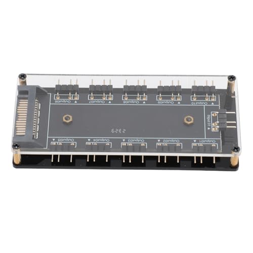 ARGB 3 Pin PWM Hub, 10 Wege RGB Splitter Hub mit Acrylgehäuse, Motherboard Kabel, Universeller RGB Lüfter Hub 10 Port für Hauptplatine von ASHATA