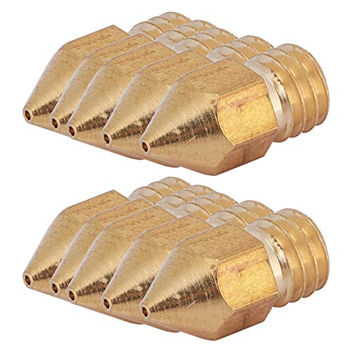 ASHATA 10pcs 3D Drucker Düse,10 Stüke 0,6mm Messing 3D Drucker Extruder MK8 Düse Druckkopf,Tragbar 3D Printer Accessory Nozzle Extruder Düse für MK8 1,75 mm 3D-Drucker Gold von ASHATA