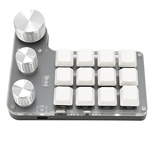 ASHATA 12 Tasten 3 Knöpfe Numerische Tastatur, Programmierbare DIY-Tastatur, Einhändiger Blauer Schalter, Mechanische Speicherfunktion, Tastatur für Funktionierende von ASHATA