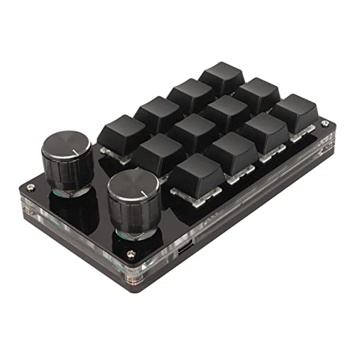 ASHATA 12-Tasten-Tastatur mit 2 Knöpfen Blau, Schalter DIY Programmierbare Tastatur Gaming 12 Tasten Voll Einstellbar, Kabelgebundene Plug-and-Play-Einhand-mechanische Tastatur von ASHATA