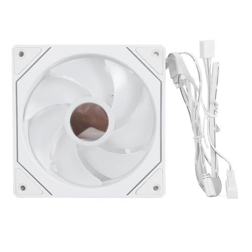 ASHATA 120-mm-ARGB-PWM-Gehäuselüfter, ARGB-PWM-Gehäuselüfter, 800 Bis 2000 U/min 4-Pin-PWM-Silent-Computerlüfter RGB-Motherboard-Synchronisierung Computer-PC-Lüfter (Positives Blattweiß) von ASHATA