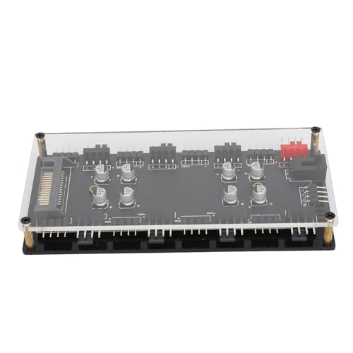 ASHATA 12V 4Pin X 4 PWM & ARGB Hub, 2 in 1 Hub mit Acrylgehäuse, RGB Dimmung, PWM Temperaturregelung, Geschwindigkeitsregelung, 8 Ports, PCB Splitter, für Computergehäuse Lüfter von ASHATA