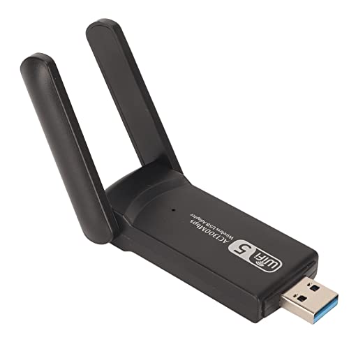 ASHATA 1300M USB-WLAN-Adapter, Dualband 2,4G 5,8G, Dual-Antennen, Plug-and-Play, Stabile Übertragung, Schnelle Wärmeableitung, für, OS X von ASHATA