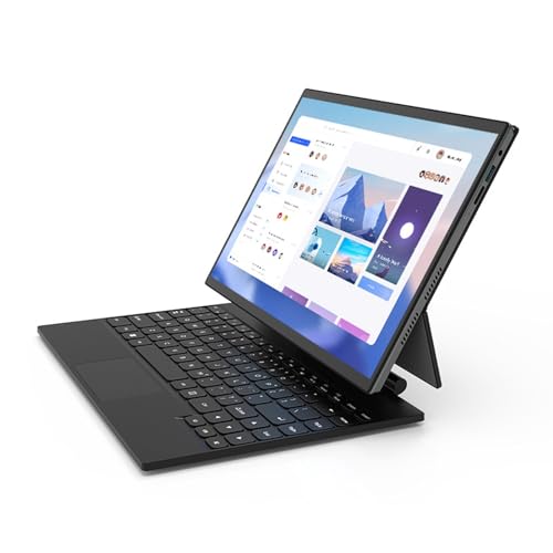 ASHATA 14-Zoll-Laptop, Herkömmliche Laptop-Computer, 14,0-Zoll-2-in-1-Laptop mit Magnetischer Tastaturhülle, 2,2K IPS 60Hz 2240x1440 2,4G 5G WiFi-Tablet für Windows 11 Pro (16 GB + 128 von ASHATA