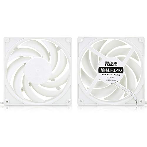 ASHATA 140 Mm Lüfter für Computer-CPU Geräuscharmer Einstellbarer Hochleistungs-Lüfter F140 12 V DC für Computergehäuse Mining Rig Desktop-Computer-Lüfter (Weiss) von ASHATA