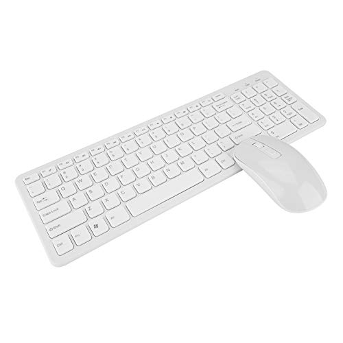 ASHATA 2,4 G Wireless Keyboard Mouse Combo, 108 Tasten Multifunktions-Wireless-Keyboard-Mouse-Kit, mit lichtbeständigen Tasten, hoher Empfindlichkeit und ohne Verzögerung,(Weiß) von ASHATA