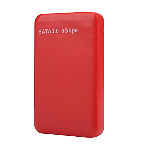 ASHATA 2,5-Zoll-USB3.0-SATA3.0-Hochgeschwindigkeits-6-Gbit/s-Festplattenbox Für Mobilgeräte Unterstützt 3-TB-UASP-Beschleunigung, Festplattenbox Für 2,5-Zoll-HD-SSD-Solid-Stat (Rot) von ASHATA