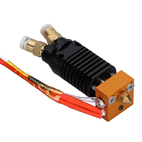 ASHATA 2-in-1-3D-Drucker-Extruder-Out-Hotend-Kit, 2-in-1-Metalldrahtblock, 2-Farbiger Metall-12-V-3D-Drucker-Extruder mit Silikon-Abdeckschrauben für Ender 3 für CR10S Pro (12V) von ASHATA