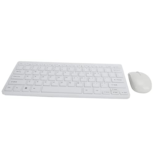 ASHATA 2.4G Wireless Tastatur und Maus Combo, Ultra SlimWireless Tastatur und Maus mit Tastaturfolie für Computer/Desktop/PC/Laptop (Weiß) von ASHATA
