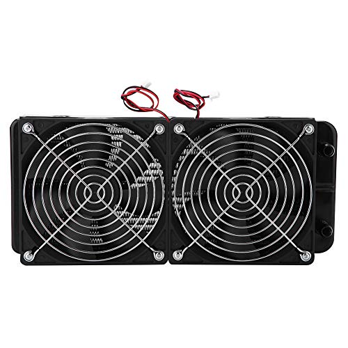 ASHATA 240MM Aluminium Radiator, 2 x 120mm Fans Computer CPU Wasserkühlung CPU Water Cooler Radiator,Leicht DC12V Kühler 18 Röhren Hitze Reihen Radiator mit Doppelventilator für PC Wasserkühlung von ASHATA