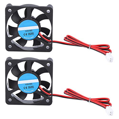 ASHATA 2PCS Lüfter DC12V 50x50x10mm, 3D Drucker Hotend Kühler Fan Hohe Drehgeschwindigkeit Kühlgebläse,2X Ventilator 2 Pin Cooling Fan Kühler Lüfter DIY Kits für 3D Drucker von ASHATA