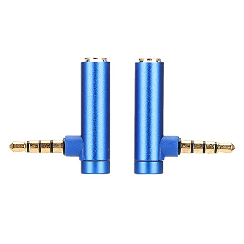 ASHATA 3.5mm 90 Grad Audio Adapter, 2PCS 3.5mm Stecker auf Buchse Audio Adapter rechtwinkliger Stereo-Kopfhörer-Kabelstecker,Buchse auf Stecker AUX Adapter für Handys, Tablets, Laptops(Blau) von ASHATA