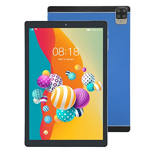 ASHATA 32 GB Tablet, 10,1 Zoll Blau 4 GB 32 GB 10 Core CPU 8800 MAh Dualband 5 G WiFi Typ C MT6592 10,1 Zoll Tablet Langlebiger Akku, Kompaktes, Schlankes Design, Robuster Metallrahmen von ASHATA