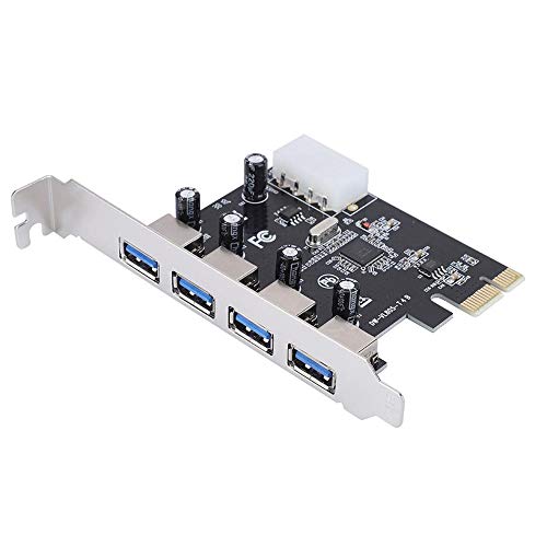 ASHATA 4-Port USB 3.0 Karte PCIe Express Controllerkarte, PCI-E zu 4-Port USB 3.0 Schnittstellenkarte Erweiterungskarte Adapter Card,Unterstützung für XP/win7/8/10/Vista von ASHATA