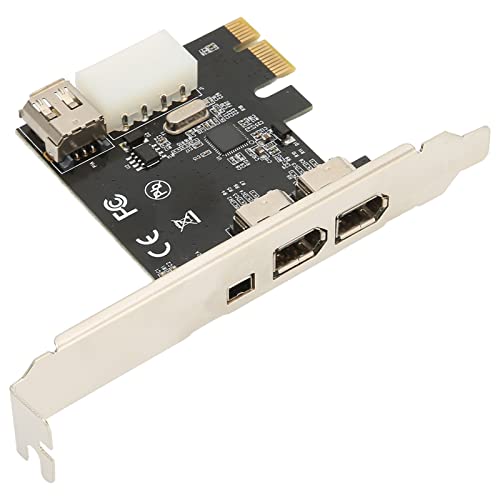 ASHATA 4 Ports PCIE Firewire 400 Karte, Multiport PCIe 1X Bis 1394A Grafikkarte für Desktop PCs Kameras DVD DV HDD, mit 3x6Pin und 1x4Pin 1394A Ports und Halterung von ASHATA