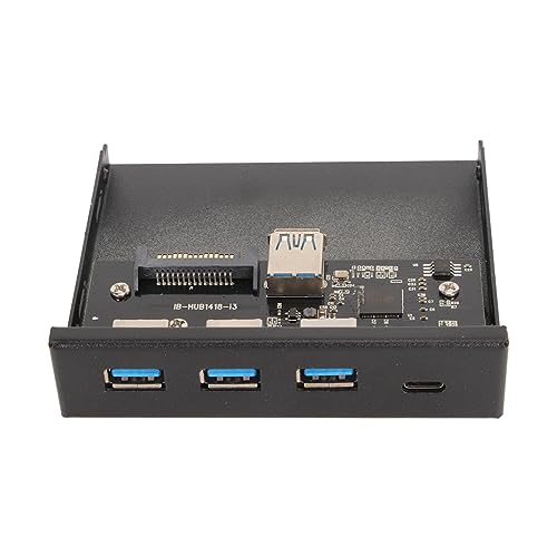 ASHATA 4 Ports USB 3.0-Frontplatten-Hub, Typ-C-Schnittstelle, Schnelle Übertragungsgeschwindigkeit, Langlebiges Metall, Einfache Installation, Hohe Genauigkeit, für Desktop-Gehäuse, mit von ASHATA